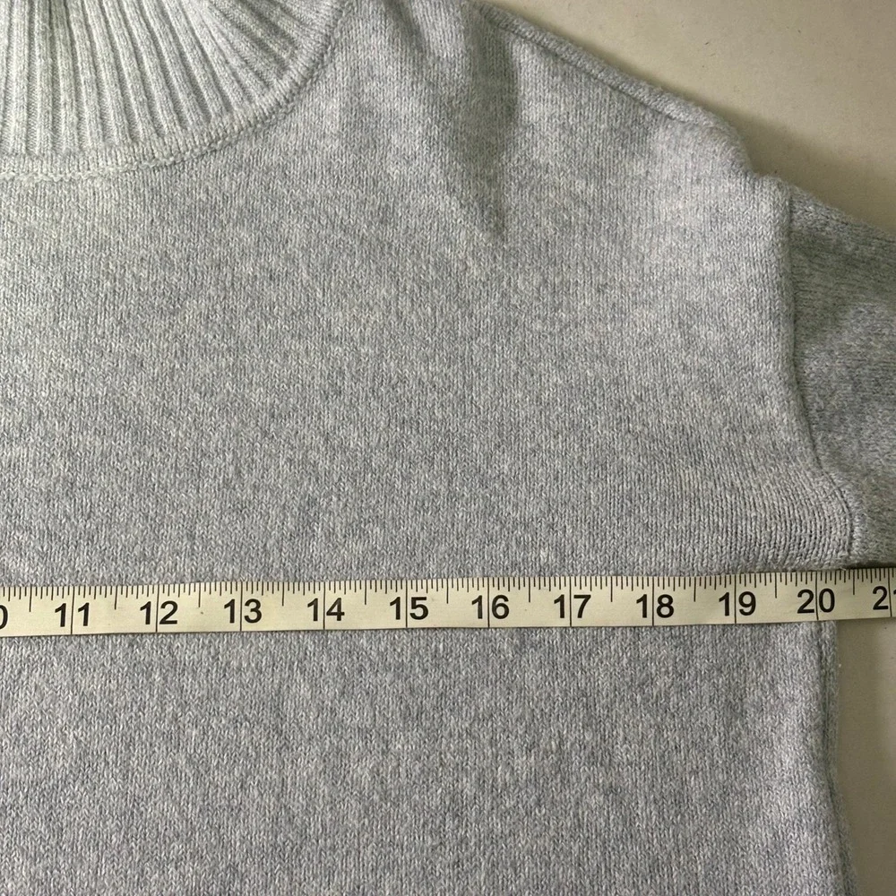 LOFT Womens Mock Neck Sweater Light Blue Gray L/S Cotton Blend Small Cozy Soft